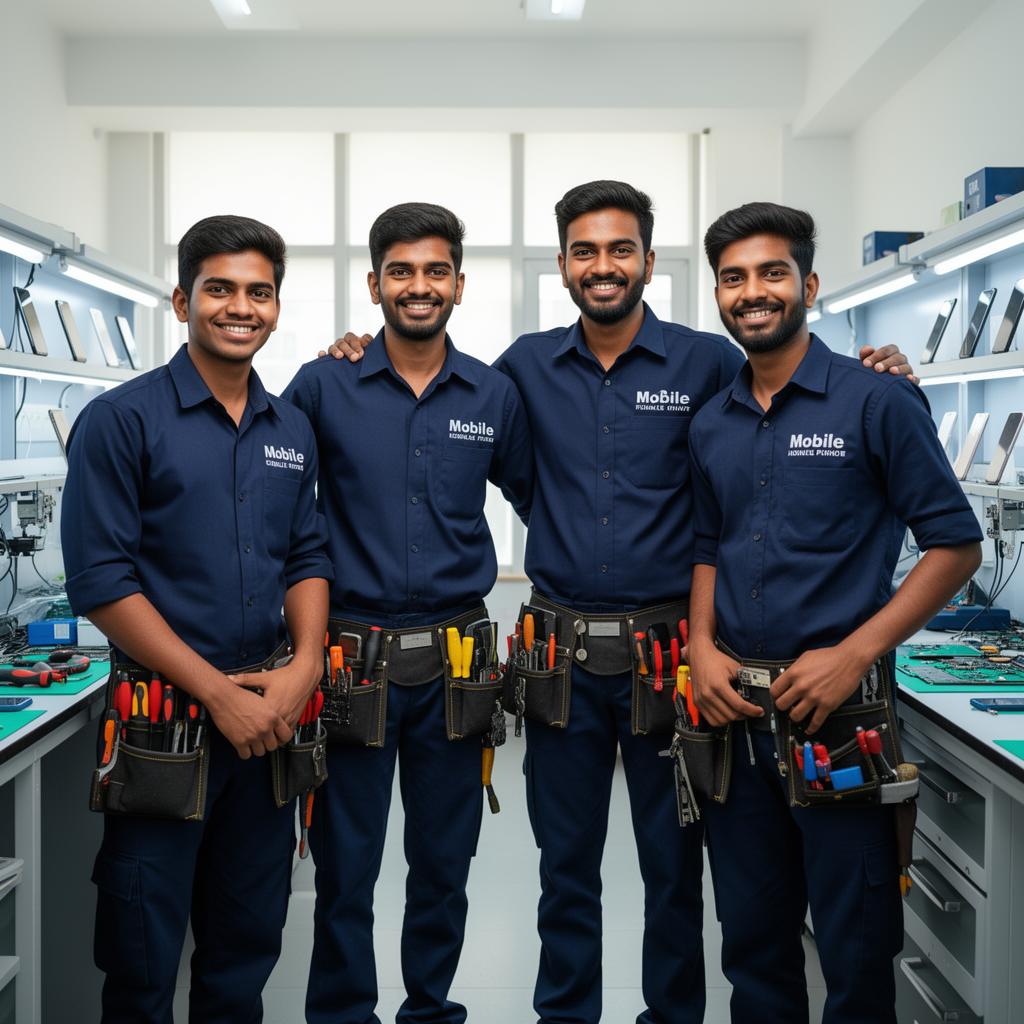 FixAtHome team of trained mobile phone repair technicians in branded uniform